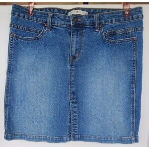 Y2K Tommy Hilfiger Jean skirt size 12 denim Pencil Straight Front Slit Med Wash